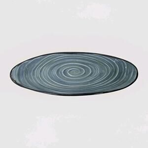 Handmade Platter Blue Glazed Pottery Ceramic Tray Plate Extra Large Oval 18"